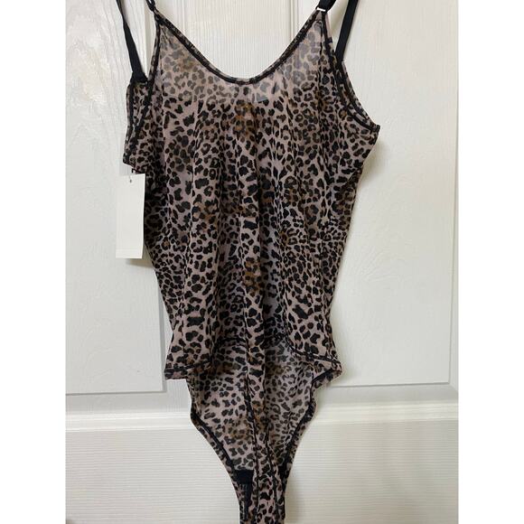 Steve Madden Sheer Leopard Print Bodysuit Size L - Picture 2 of 4